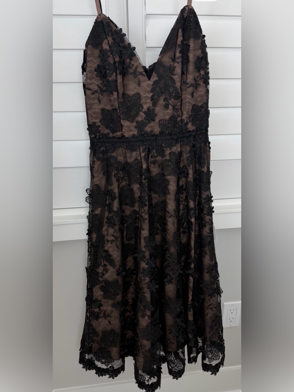 Dress the Population Black Lace Maxi Skirt with Nude Underlay